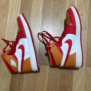 Nike air Jordan size 7.5 orange and red with red laces